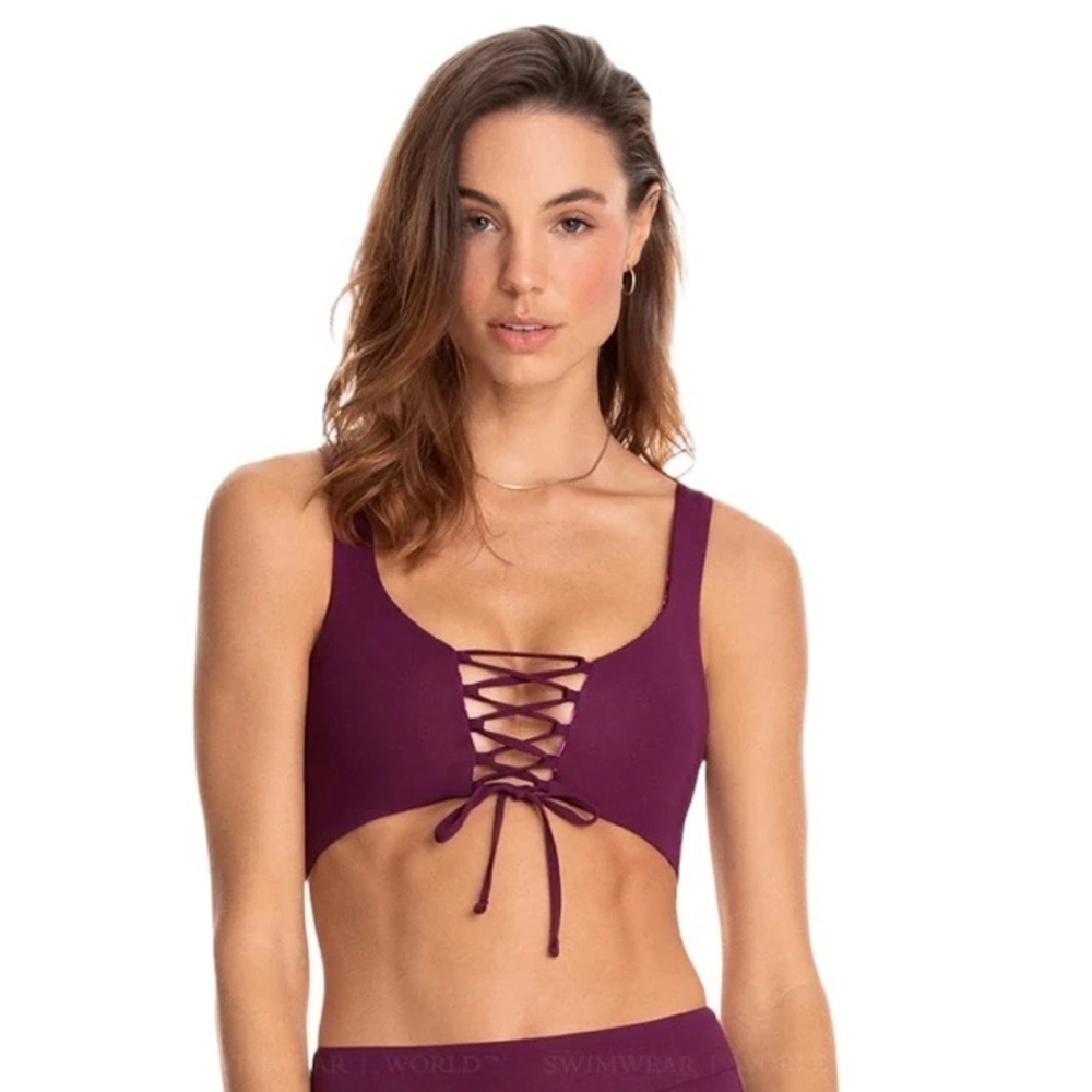 Maaji Hot Pink Lace-Up Printed Bikini Set